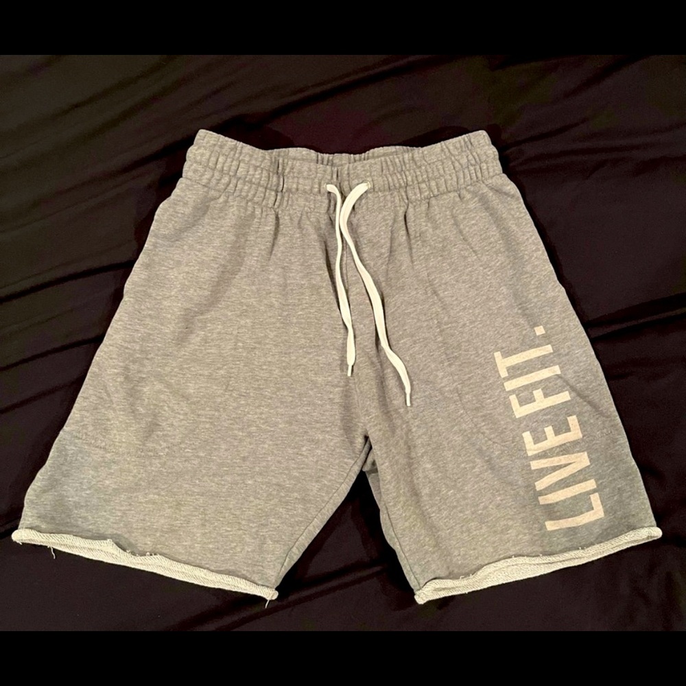 Live Fit Apparel Men’s Shorts. Grey in color. Medium.